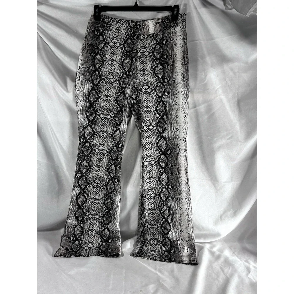 Ms Mode Snakeskin Print‎ Flared Leggings Women's Size 44 NWT